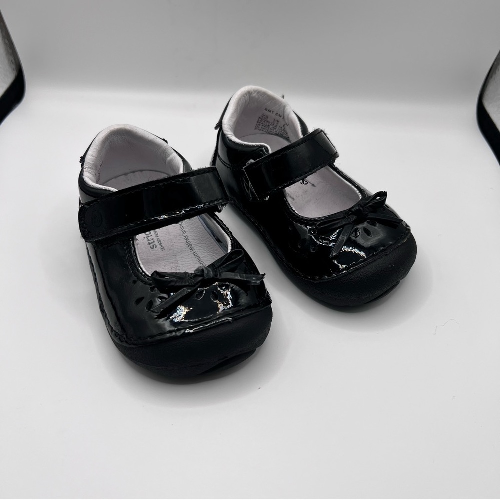 Stride Rite Shiny Black Kids Dress Shoes with Bow